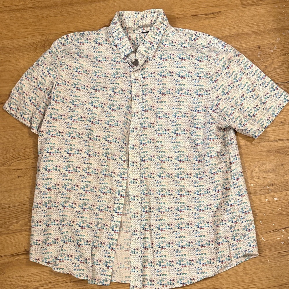 Club Room White Multicolor Patterned Shirt